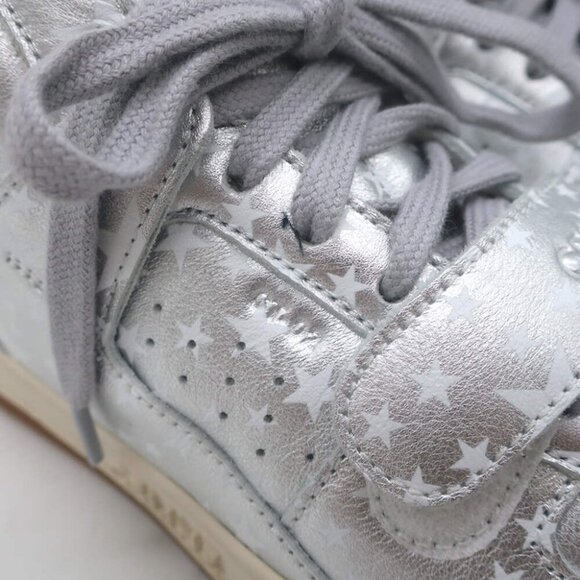 Celine CT-02 Scratch Sneakers Star Print Metallic Silver Leather Size 37 - Picture 3 of 15